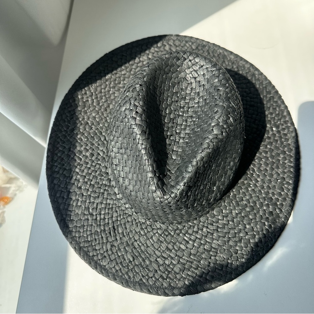 Madewell Black Braided Straw Fedora Hat - Picture 3 of 7